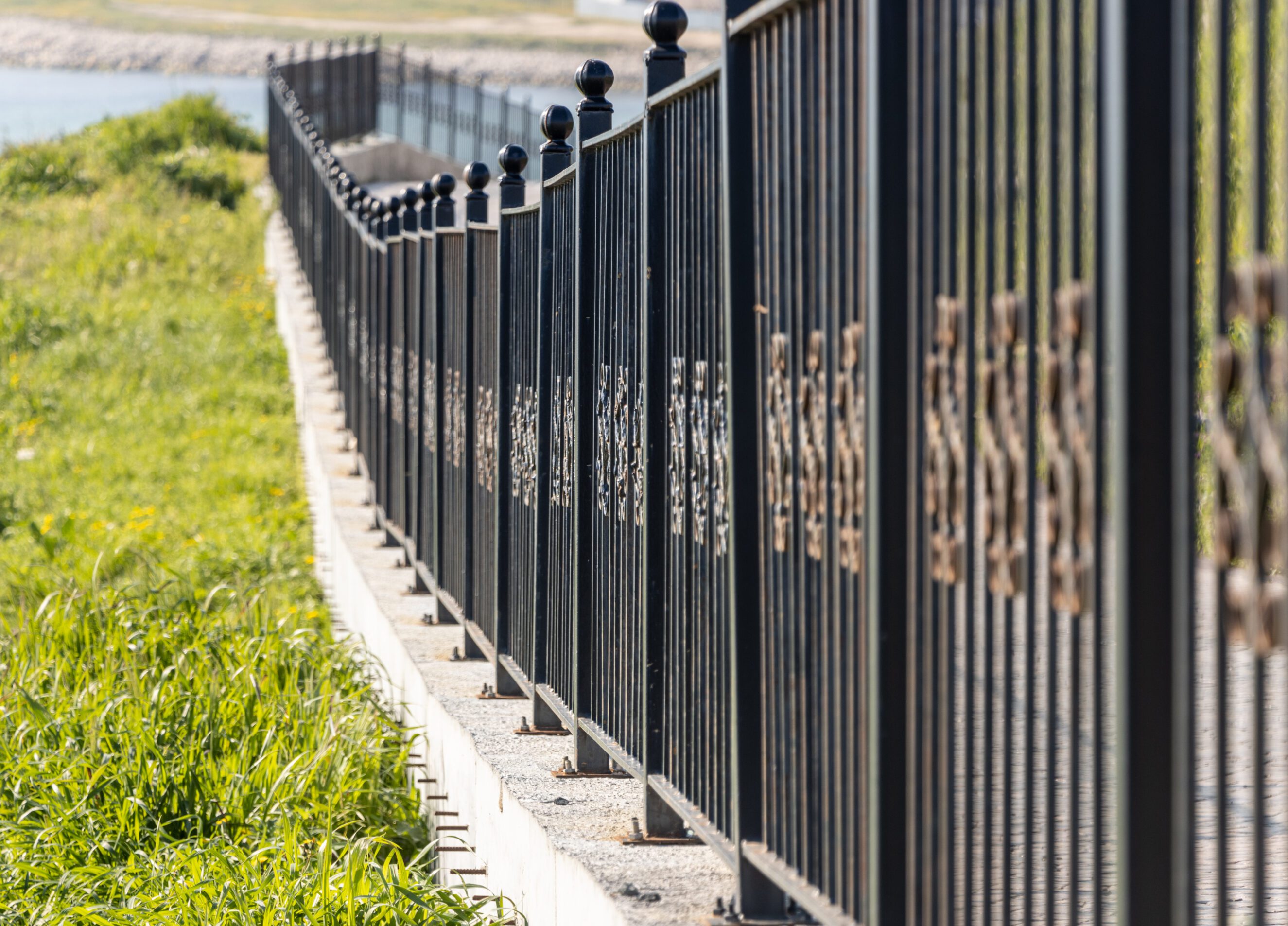 Black wrought iron fence